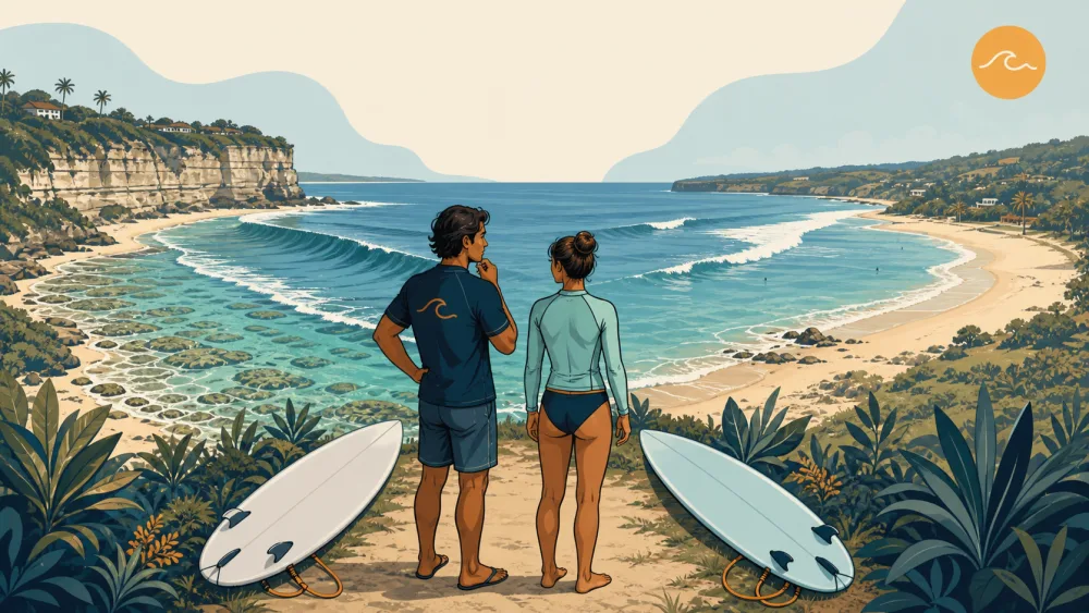 Local coach and surfer comparing Balangan and Dreamland surf conditions