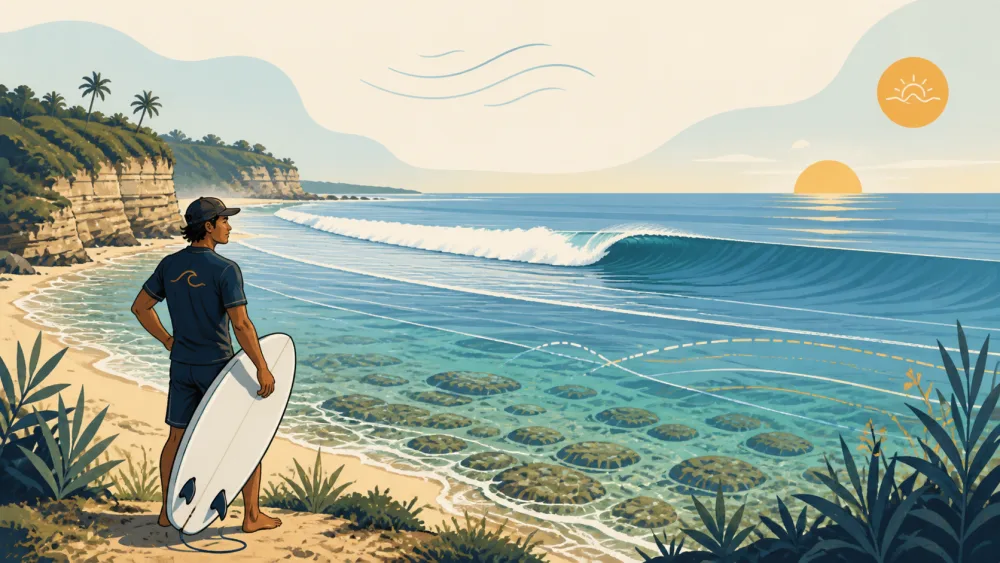 Local surfer checking tide wind and swell at Balangan Beach